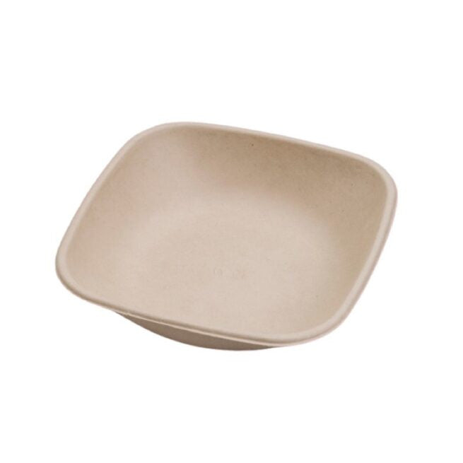 Assiette jetable carrée Nature 750 ml en cellulose, lot de 500 - Ecobioshopping