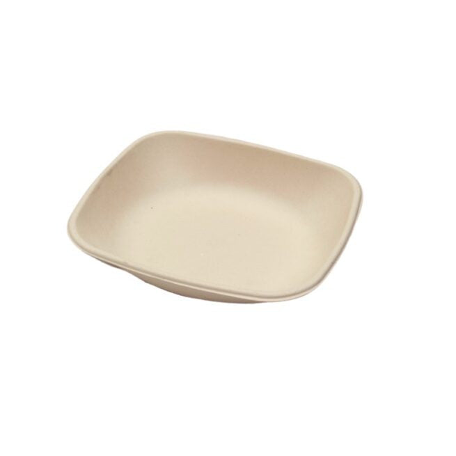 Assiette jetable rectangulaire Nature 600 ml en cellulose, lot de 500 - Ecobioshopping