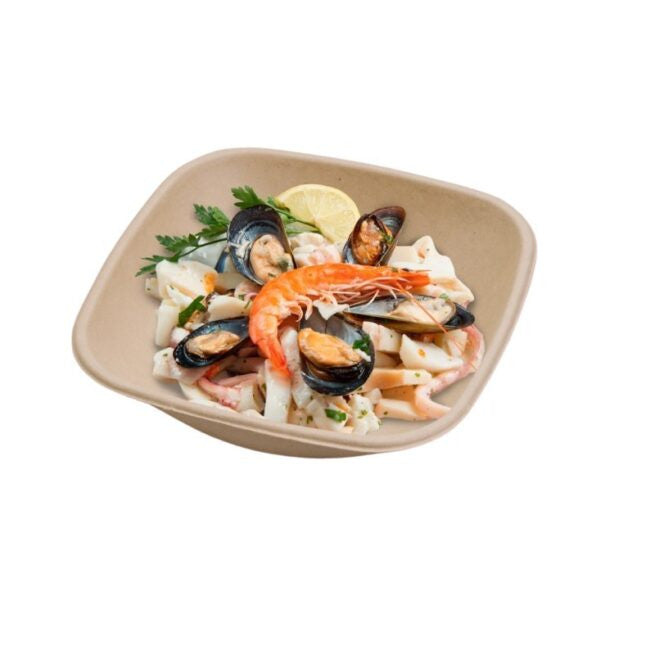 Assiette jetable rectangulaire Nature 600 ml en cellulose, lot de 500 - Ecobioshopping
