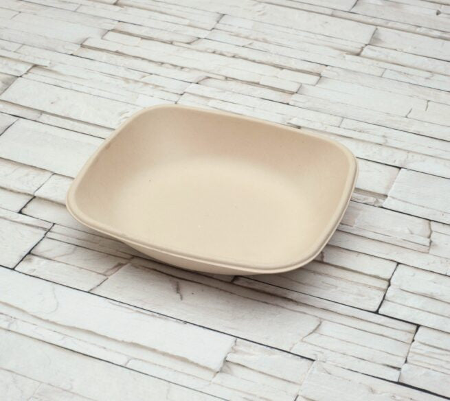 Assiette jetable rectangulaire Nature 600 ml en cellulose, lot de 500 - Ecobioshopping
