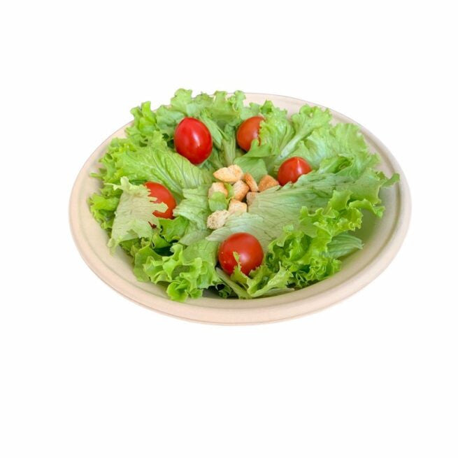Assiette jetable rond Nature 600 ml en cellulose, lot de 500 - Ecobioshopping
