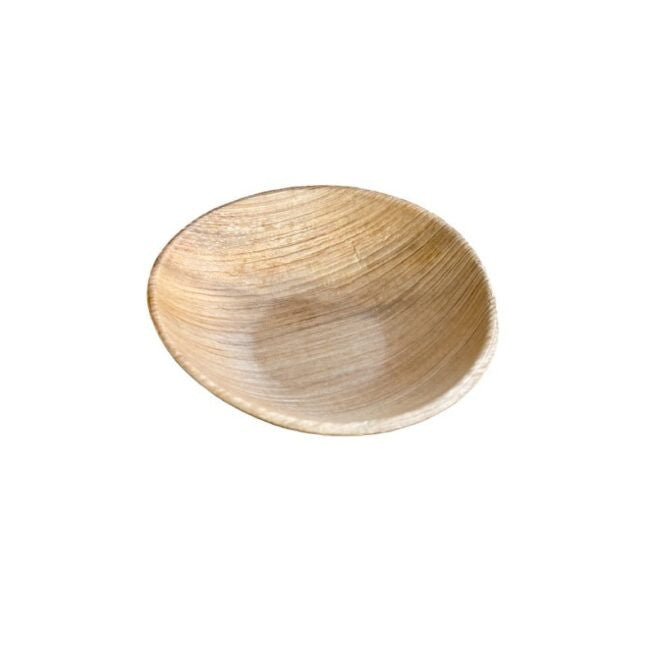 Mini assiette jetable Finger Food 9,5 cm en feuille de palmier, lot de 400 - Ecobioshopping