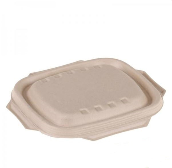 Couvercle jetable rectangulaire Nature en pulpe de cellulose, lot de 500 - Ecobioshopping