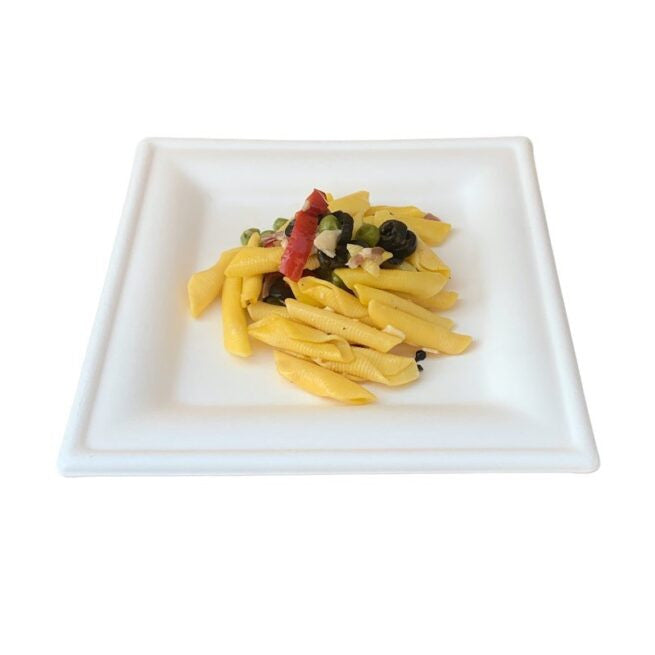 Assiette jetable Élégance 20 × 20 cm en cellulose, lot de 500 - Ecobioshopping