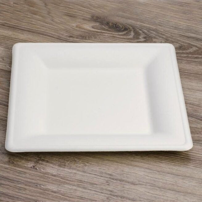 Assiette jetable Élégance 26 × 26 cm en cellulose, lot de 500 - Ecobioshopping