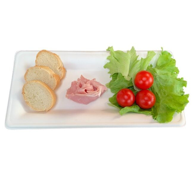 Assiette jetable Élégance 26 × 13 cm en cellulose, lot de 500 - Ecobioshopping