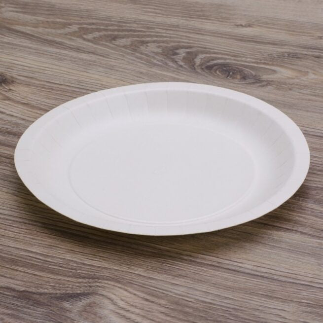 Assiette jetable plate en carton 23 cm, lot de 50 - Ecobioshopping