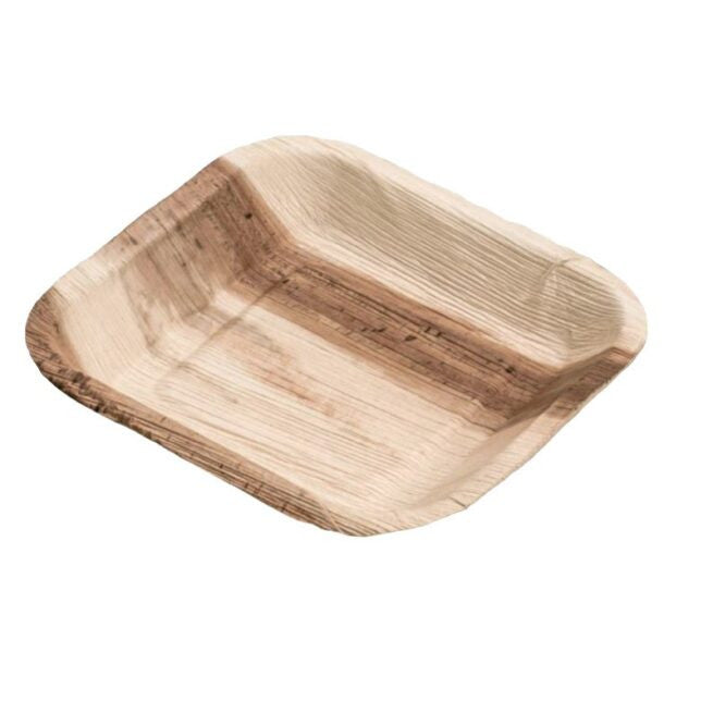 Assiette jetable carrée 17 × 17 cm en feuille de palmier, lot de 100 - Ecobioshopping