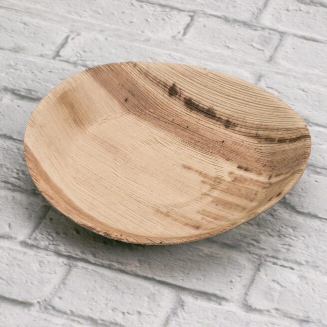 Assiette jetable ronde de 22 cm en feuille de palmier, lot de 100 - Ecobioshopping