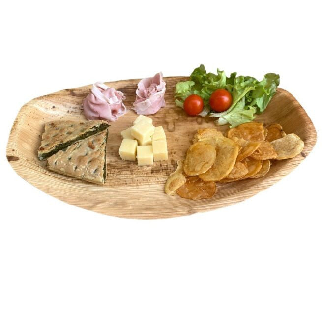 Plateau moyen 36 × 25 cm en feuille de palmier, lot de 25 - Ecobioshopping
