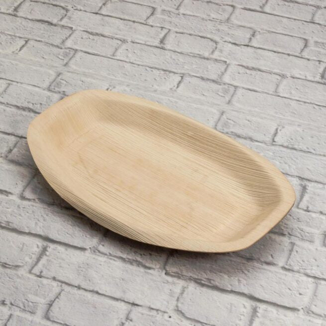 Plateau moyen 36 × 25 cm en feuille de palmier, lot de 100 - Ecobioshopping