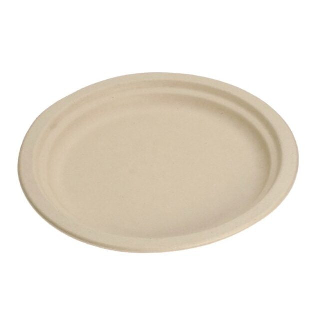 Assiette jetable plate Nature 23 cm en cellulose, lot de 50 - Ecobioshopping