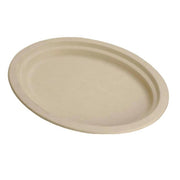 Assiette jetable ovale Nature 26 × 19 cm en cellulose, lot de 50 - Ecobioshopping
