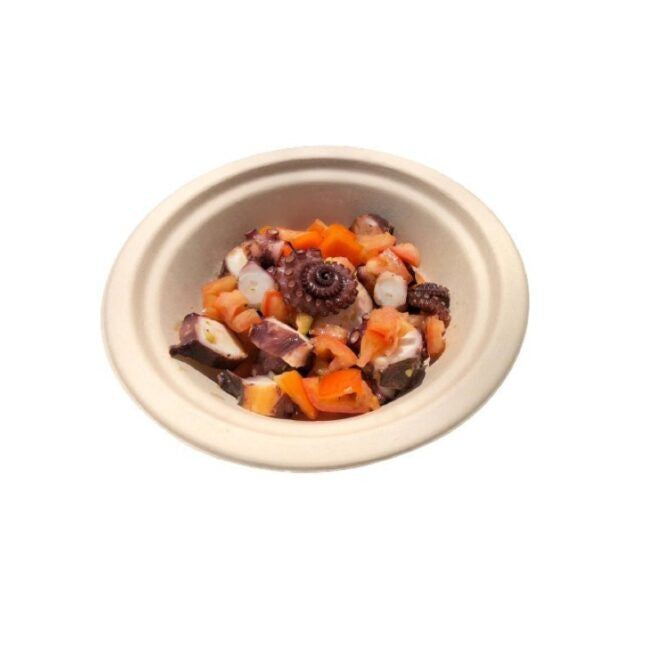 Assiette jetable Nature 400 ml avec bord en cellulose, lot de 50 - Ecobioshopping