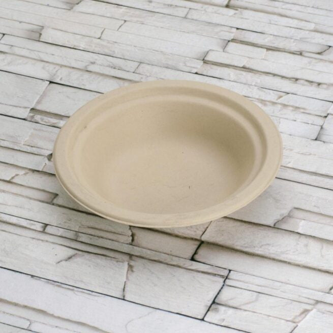 Assiette jetable Nature 400 ml avec bord en cellulose, lot de 500 - Ecobioshopping