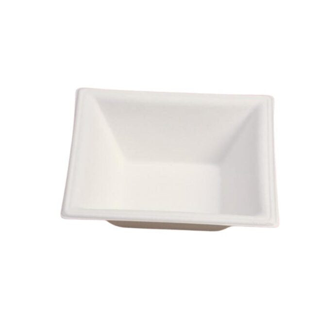 Barquette jetable Élégance 450 ml 16x16 en cellulose, lot de 50 - Ecobioshopping
