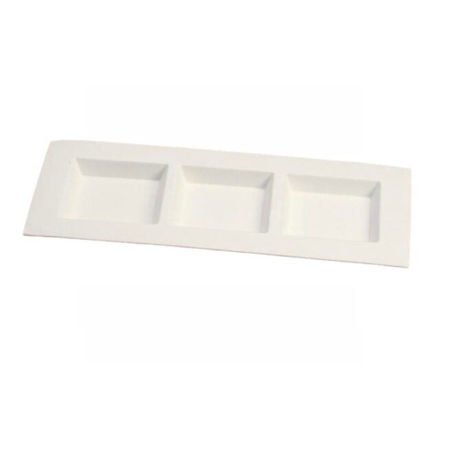 Plateau Dedra trois compartiments 26 × 11 cm en cellulose, lot de 50 - Ecobioshopping