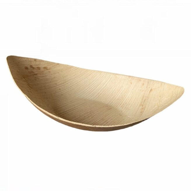 Bol jetable Bateau 23 × 13 cm en feuille de palmier, lot de 100 - Ecobioshopping