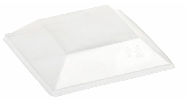 Couvercle jetable pyramide 16 × 16 cm en PLA, lot de 400 - Ecobioshopping