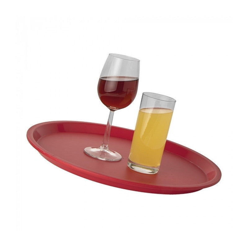 Plateau antidérapant rond rouge diam 36cm - Caterchef
