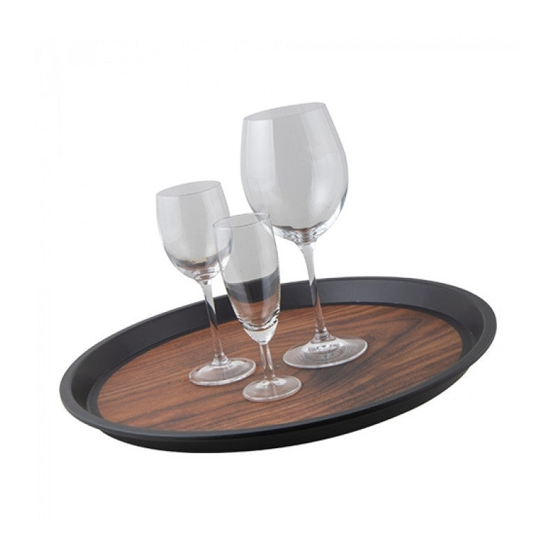 Plateau antidérapant rond effet bois diam 41cm - Caterchef