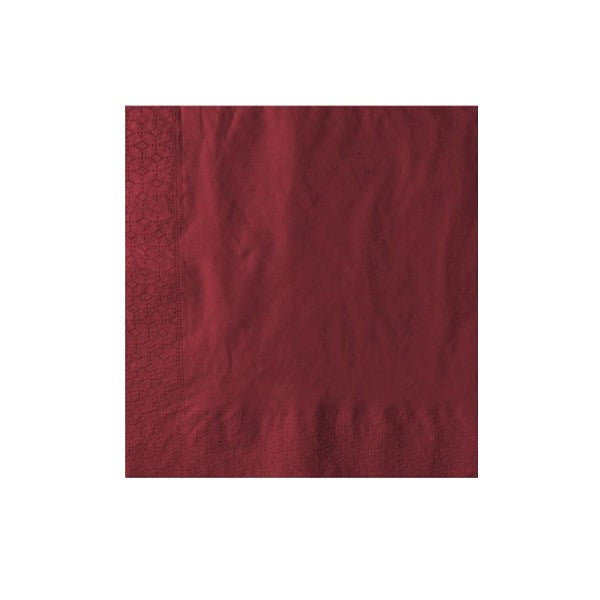 Serviette jetable bordeaux 2 plis 40 × 40 cm, lot de 100 - Ecobioshopping