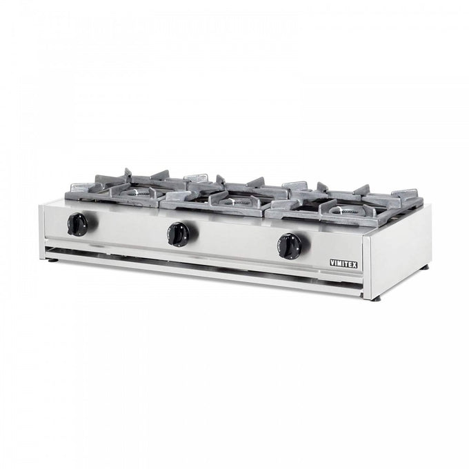 Réchaud gaz 3 feux grilles fonte - L 1040 x P 400 mm - 0203-K M - Vimitex - vue 1