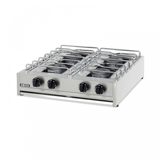 Réchaud gaz 4 feux Ø 140 mm grilles acier chromé - P 700 x H 200 mm - 0204-S - Vimitex - vue 1