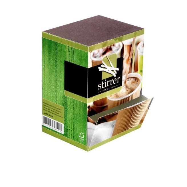 Touillette 11,5 cm en bois, emballée sous vide, lot de 10000 - Ecobioshopping
