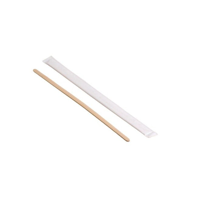 Touillette 19 cm en bois sous sachet, lot de 10000 - Ecobioshopping
