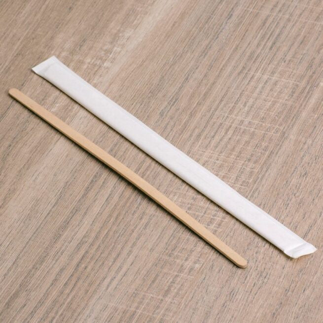 Touillette 19 cm en bois sous sachet, lot de 10000 - Ecobioshopping
