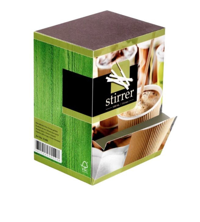 Touillette à café 11,5 cm en bois, lot de 10000 - Ecobioshopping