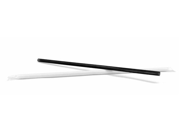 Paille jetable en bioplastique noire emballée 21 cm, lot de 250 - Ecobioshopping