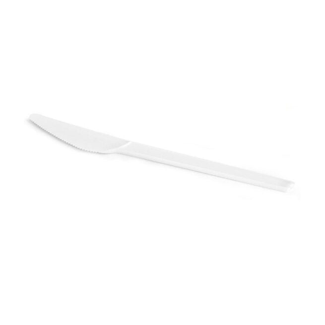 Couteau jetable 17 cm en PLA, lot de 50 - Ecobioshopping