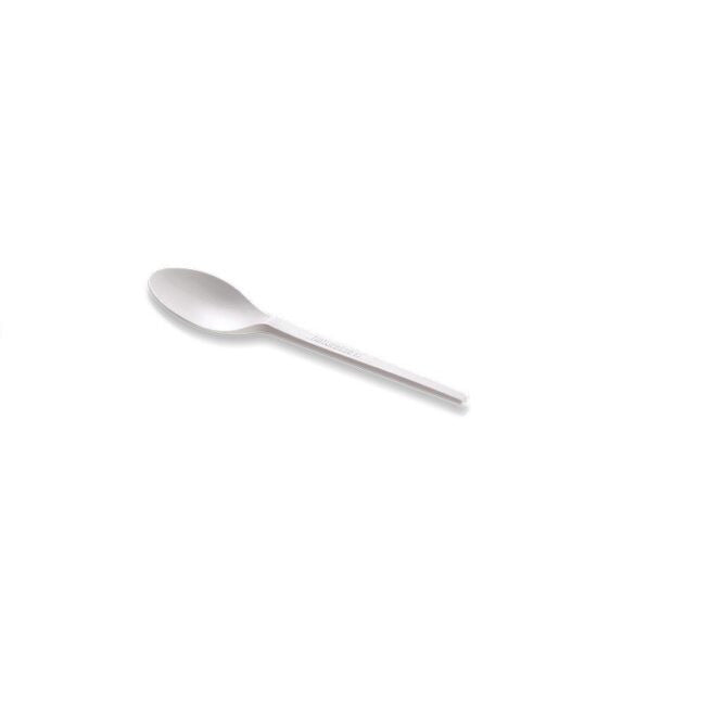 Cuillère jetable à dessert professionnelle 13 cm en PLA, lot de 50 - Ecobioshopping