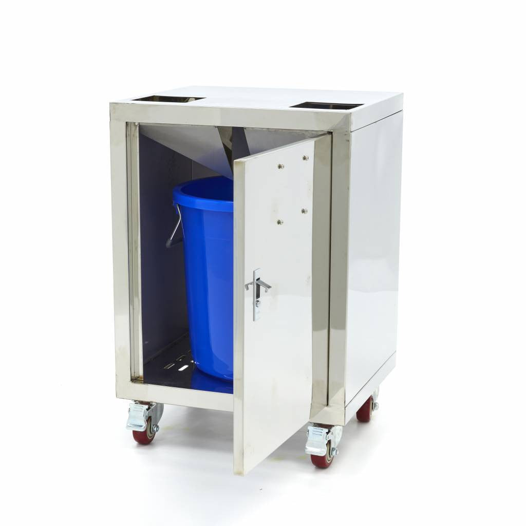 Chariot Presse-Oranges - Compact - avec Bac à Déchets - sur Roulettes inox Maxima - Accessoire presse-agrumes professionnel CHR - matériel cuisine pro - Cuistéo