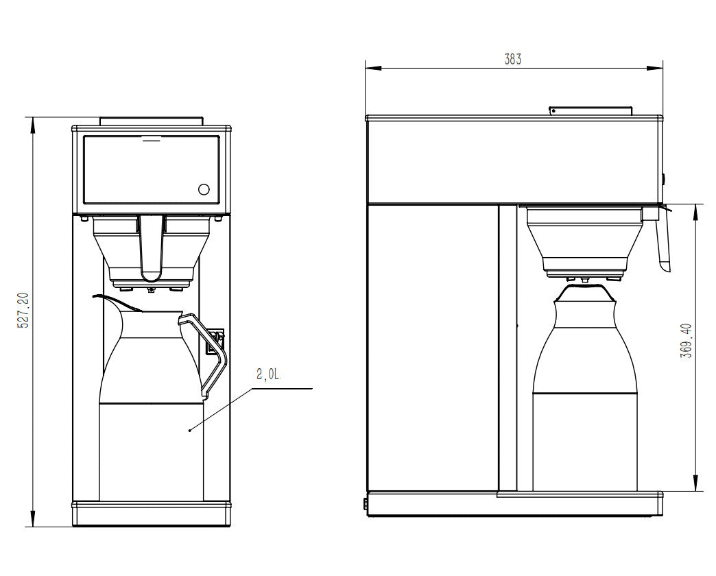 Machine café avec thermos 1.8 l 205x405x527 mm 1.9 kW Combisteel - vue 2 - Machine à café professionnelle pro CHR - Cuistéo