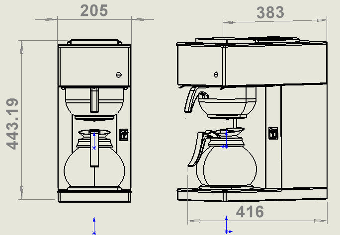Machine café 1 carafe en verre 1.8 l 205x405x455 mm 2.02 kW Combisteel - vue 2 - Machine à café professionnelle pro CHR - Cuistéo