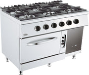 Cuisinière à gaz 6 bruleurs avec four à gaz 1200x700x900 mm 6 kW Combisteel - Four mixte professionnel CHR - matériel cuisine pro - Cuistéo