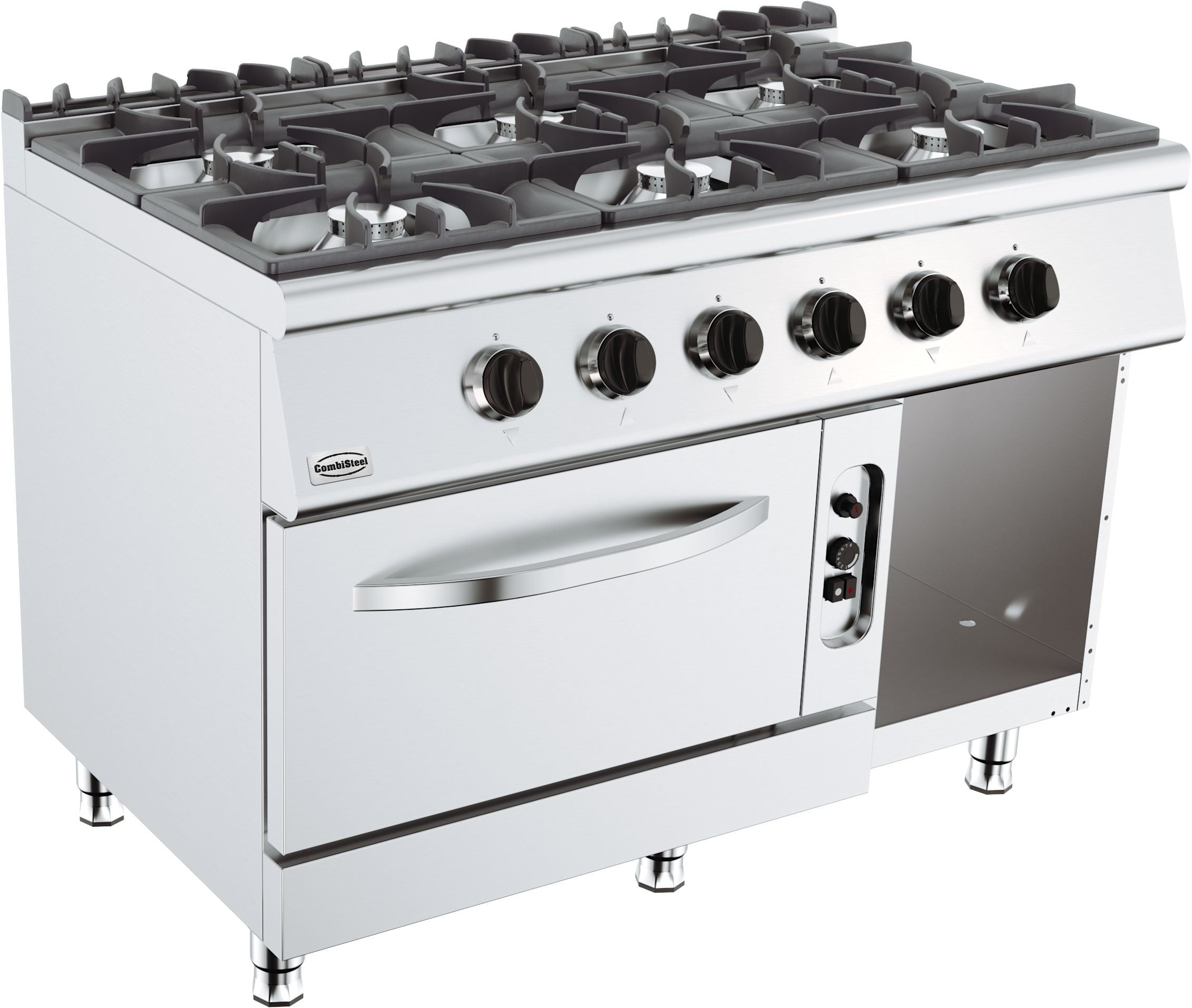 Cuisinière à gaz 6 bruleurs avec four à gaz 1200x700x900 mm 6 kW Combisteel - Four mixte professionnel CHR - matériel cuisine pro - Cuistéo