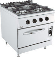Cuisinière à gaz 4 bruleurs avec four à gaz 800x900x900 mm 4 L 40 kW Combisteel - Four mixte professionnel CHR - matériel cuisine pro - Cuistéo