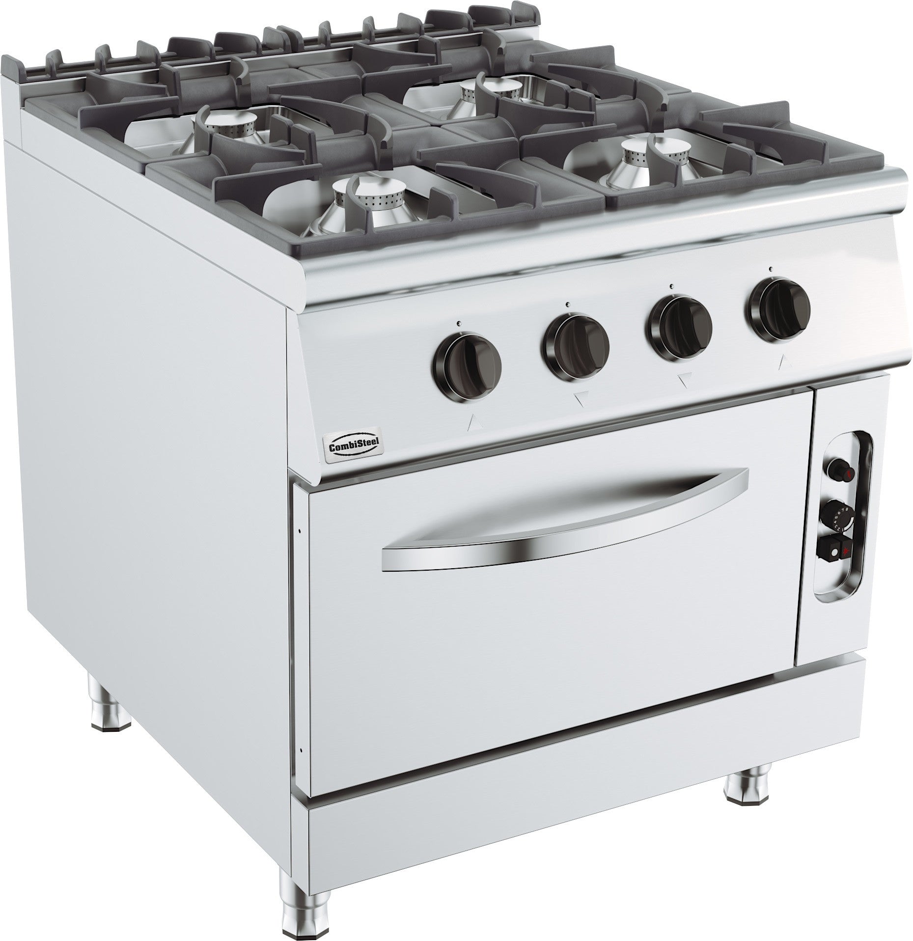Cuisinière à gaz 4 bruleurs avec four à gaz 800x900x900 mm 4 L 40 kW Combisteel - Four mixte professionnel CHR - matériel cuisine pro - Cuistéo