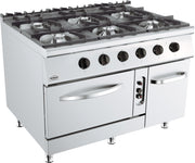 Cuisinière à gaz 6 bruleurs avec four à gaz 1200x900x900 mm 6 L 57 kW Combisteel - Four mixte professionnel CHR - matériel cuisine pro - Cuistéo