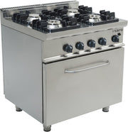 Cuisinière gaz - 4 feux - Four gaz 120L - 31.9 kW - E7/KUPG4LO Saro - Four mixte professionnel CHR - matériel cuisine pro - Cuistéo