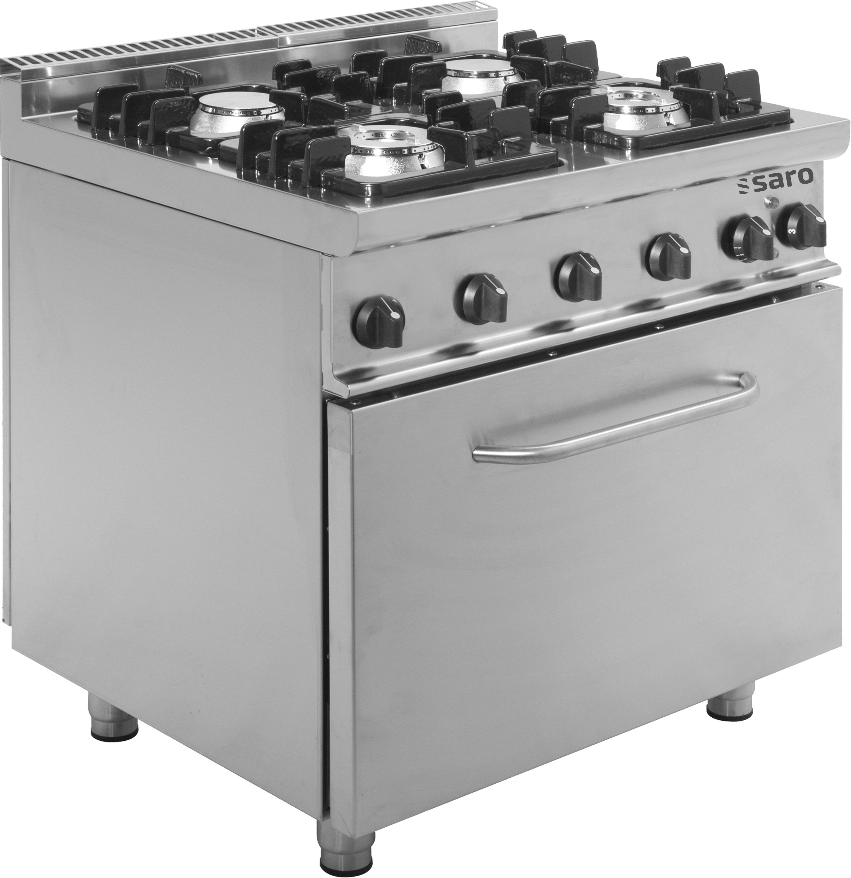 Cuisinière gaz - 4 feux - Four électrique 120L - 27 kW - E7/KUPG4LE Saro - Four mixte professionnel CHR - matériel cuisine pro - Cuistéo
