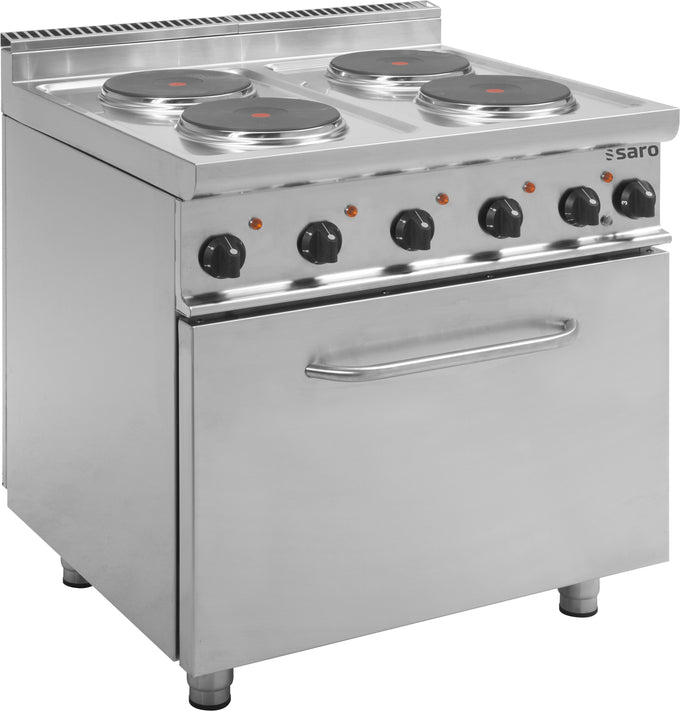 Cuisinière électrique - 4 plaques - Four électrique 120L - 15.9 kW - E7/CUET4LE Saro - Four mixte professionnel CHR - matériel cuisine pro - Cuistéo