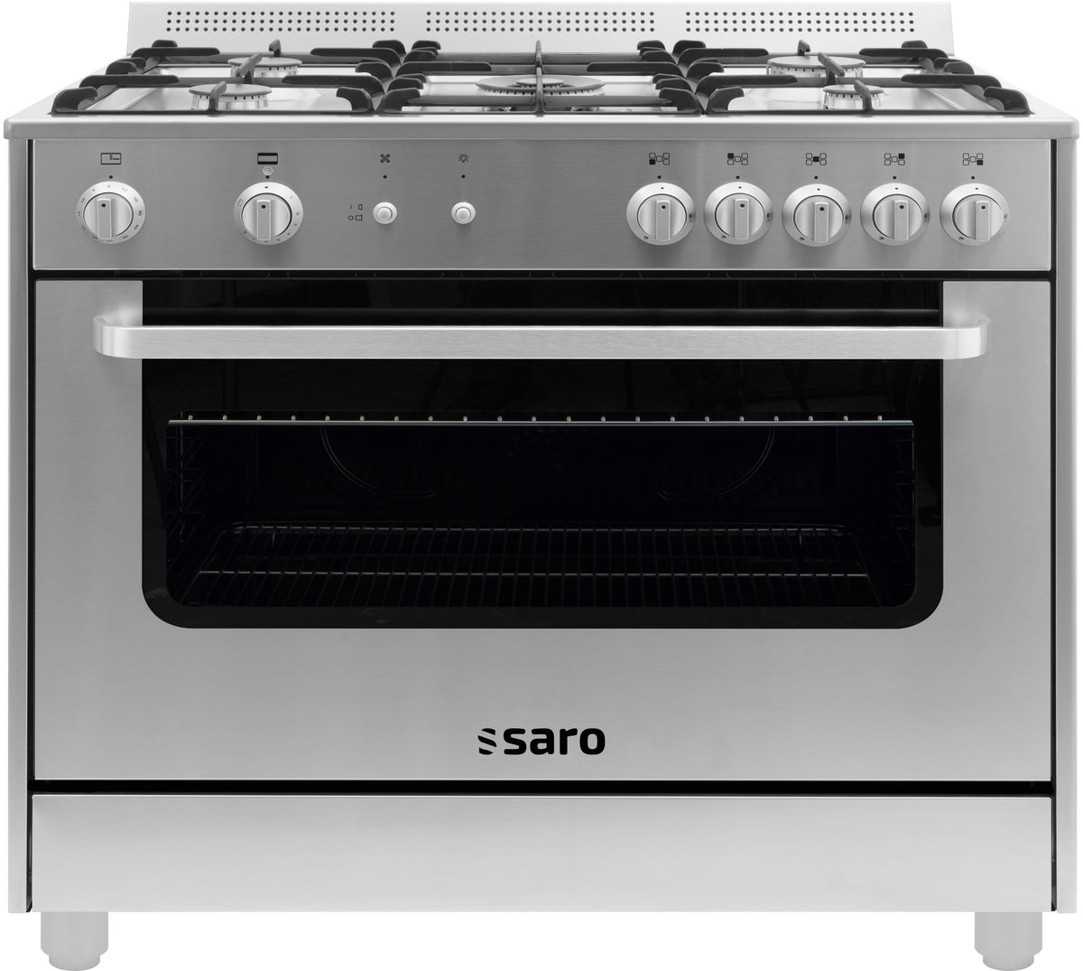 Cuisinière gaz - 5 feux - Four gaz 115L - Grill 1.8 kW - TS95C71X Saro - Four mixte professionnel CHR - matériel cuisine pro - Cuistéo