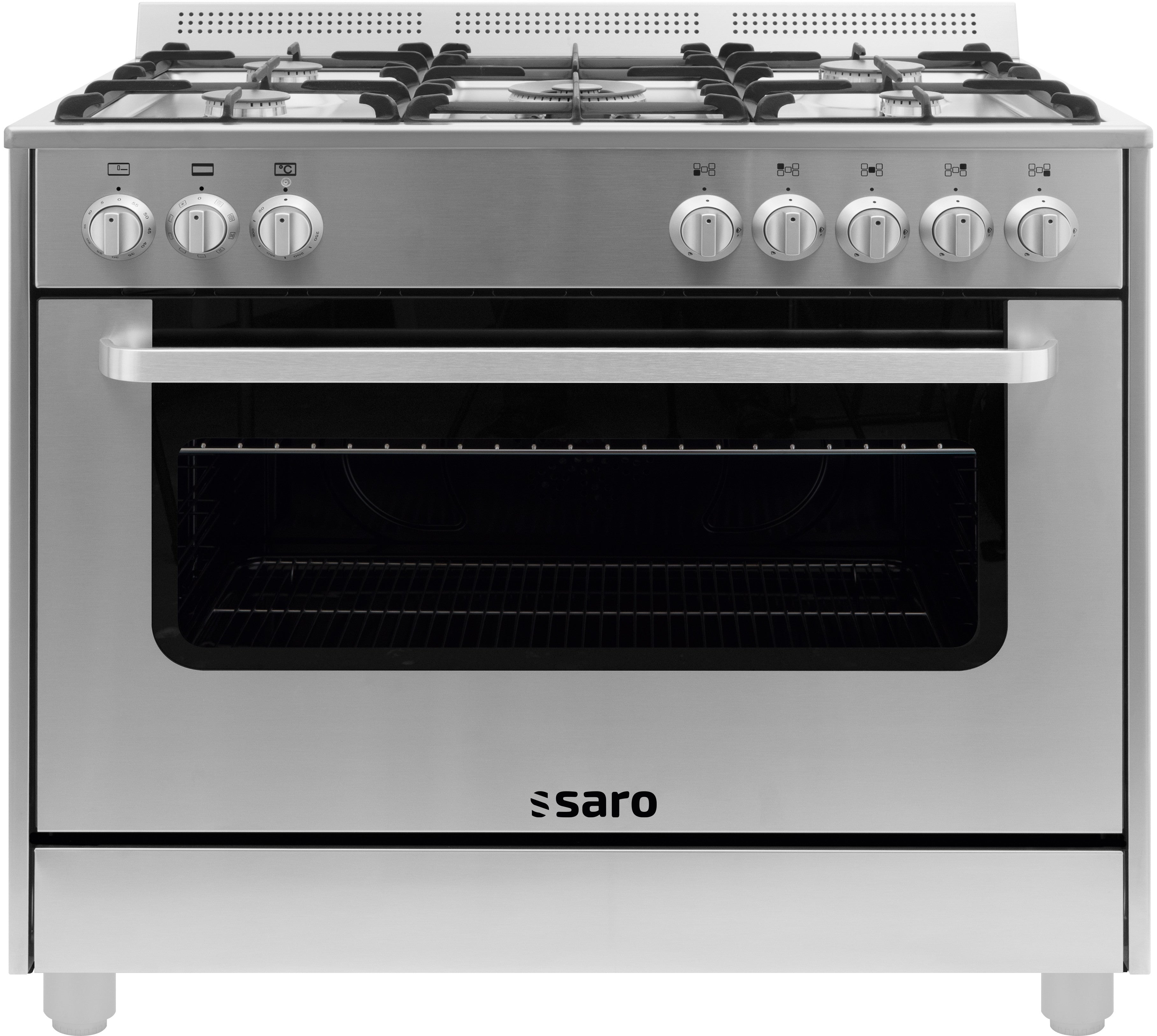 Cuisinière gaz - 5 feux - Four électrique 115L - Grill 1.8 kW - TS95C61LX Saro - Four mixte professionnel CHR - matériel cuisine pro - Cuistéo