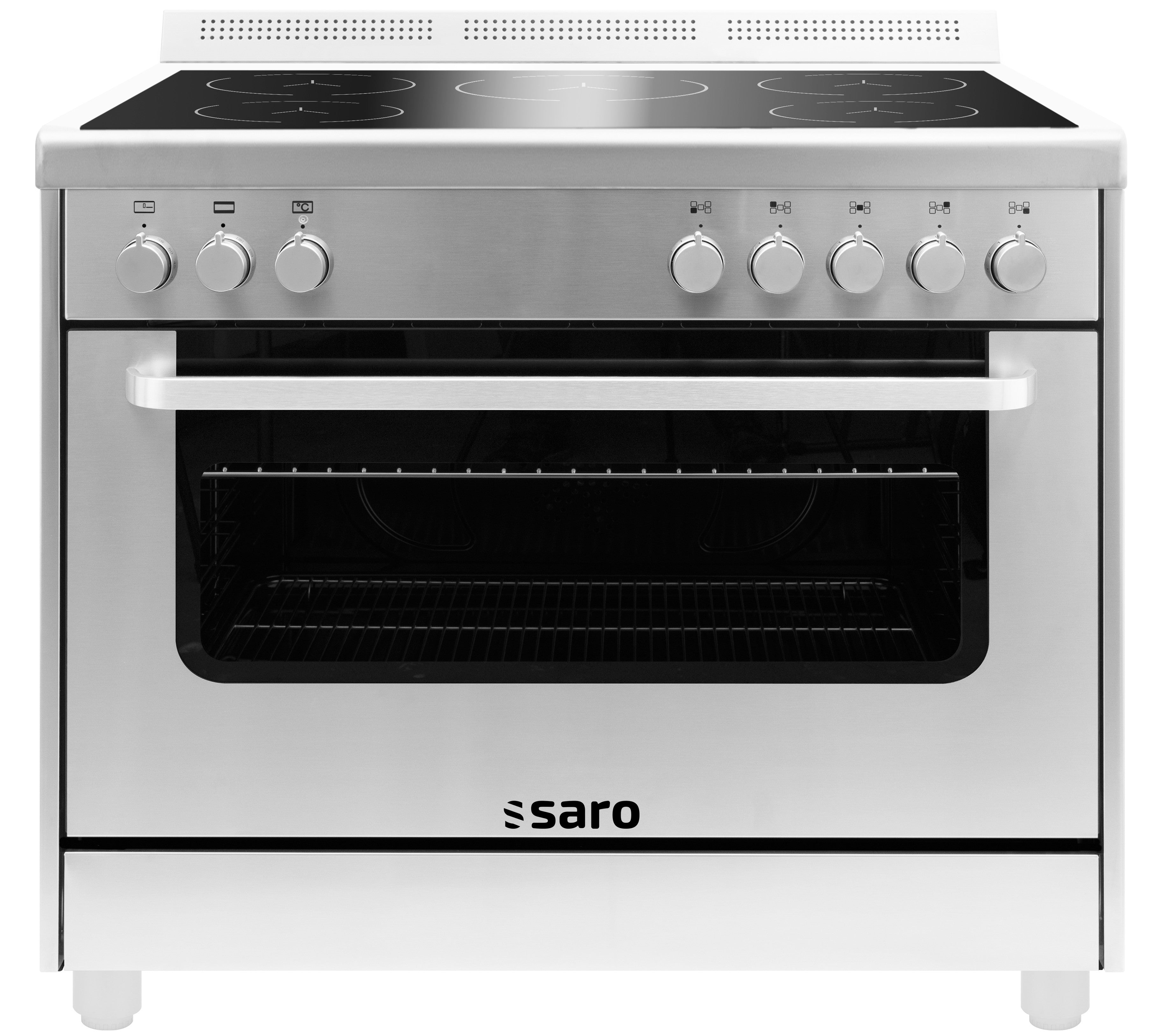 Cuisinière induction - 5 zones - Four électrique 115L - Grill 1.8 kW - TS95IND61X Saro - Four mixte professionnel CHR - matériel cuisine pro - Cuistéo