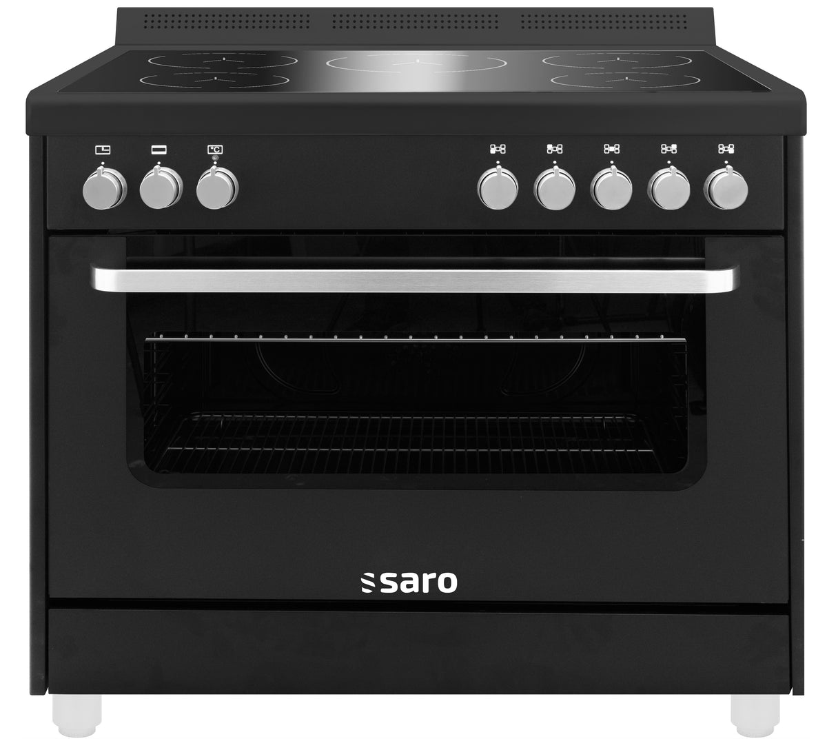 Cuisinière induction - 5 zones - Four électrique 115L - Grill 1.8 kW - TS95IND61N Saro - Four mixte professionnel CHR - matériel cuisine pro - Cuistéo